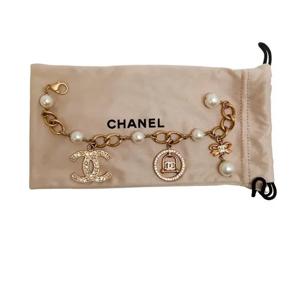 Chanel Gold Pearl and Strass Charm Bracelet - Picture 4 of 4